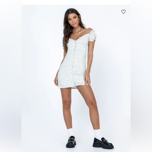 NWT Princess Polly Donna Mini Dress 4 Floral Off Shoulder Puff Sleeve Coquette - Picture 6 of 13